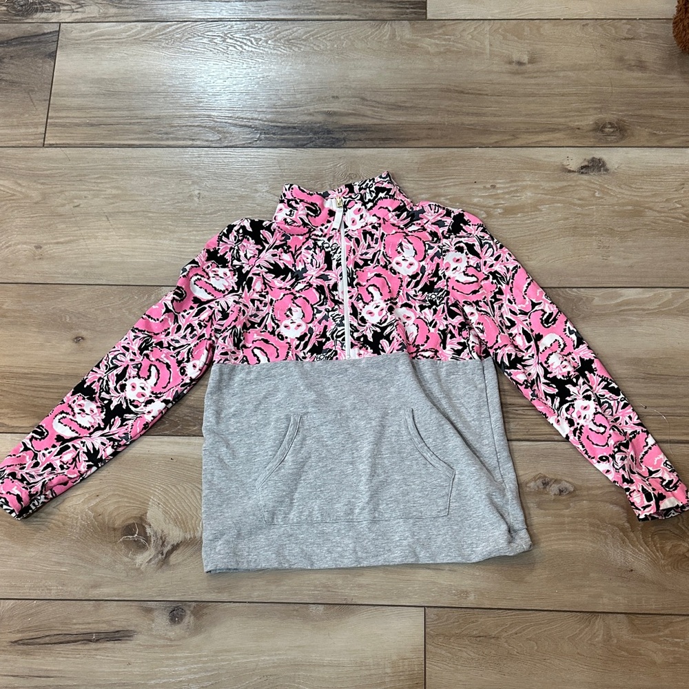 Lilly Pulitzer Pink and Gray Floral Pullover